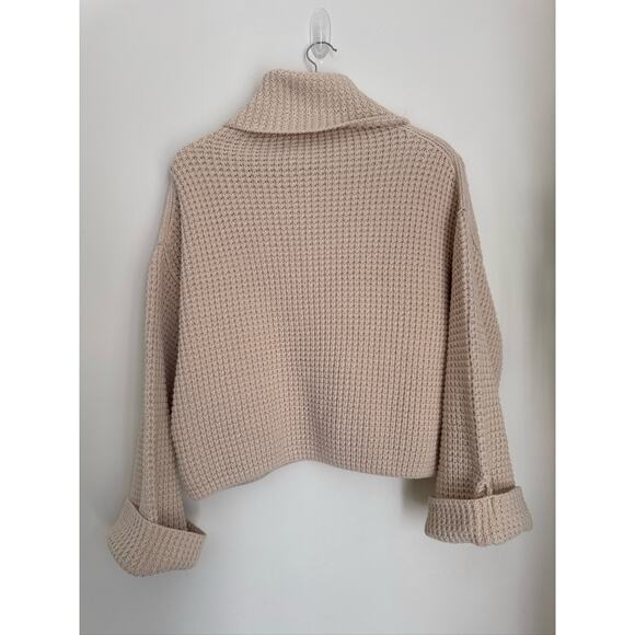 Free People Waffle Chunky Knit Oversized Cropped Sweater, XS - Picture 8 of 8